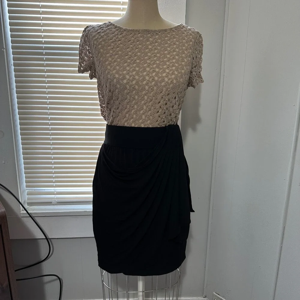 Vintage Forever‎ 21 Black Draped Tulip Mini Skirt Wide Elastic Waist Size Large